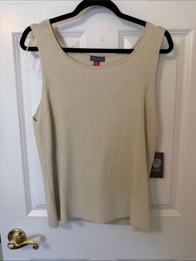 Vince Camuto Metallic Beige Knit Scoop Neck Tank NWT XXL